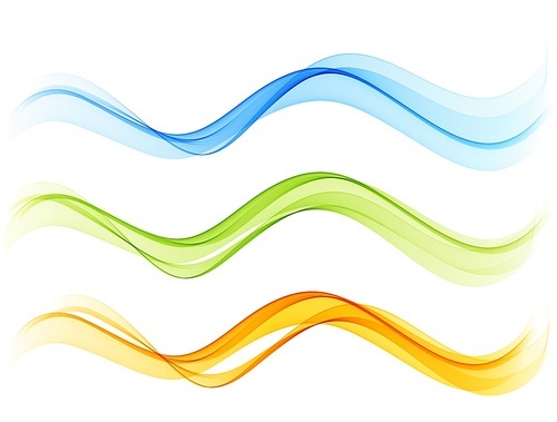 Vector Set of blue, yellow, orange and green color abstract wave design element. Abstract background, blue color flow waved lines for brochure, website, flyer design. Transparent smooth wave.