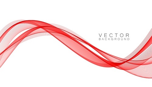 Abstract vector background, color flow red waved lines for brochure, website, flyer design. Transparent smooth wave