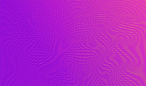 Abstract colorful halftone dots horizontal background. Purple and pink trendy color. Halftone gradient gradation. Vibrant texture. 80s retro style. Dots wavy pattern. Vector illustration