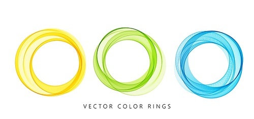 Vector abstract round colorful lines isolated on white background. Transparent rings design element for modern concept.