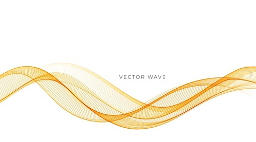 Vector abstract elegant colorful flowing orange wave lines isolated on white background. Design element for wedding invitation, greeting card