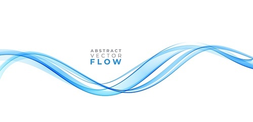 Vector blue color abstract wave design element. Abstract background, blue color flow waved lines for brochure, website, flyer design. Transparent smooth wave.