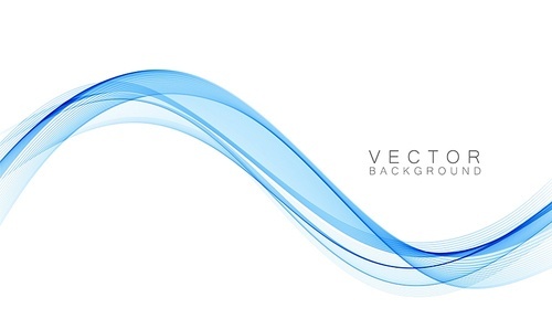 Vector blue color abstract wave design element. Abstract background, blue color flow waved lines for brochure, website, flyer design. Transparent smooth wave.