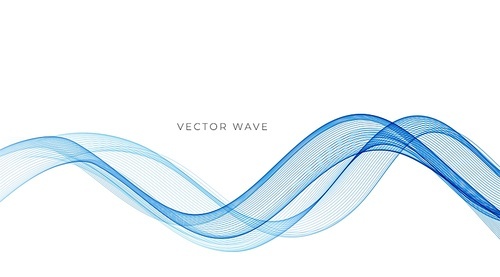 Vector abstract blue colorful smoke flowing wave lines isolated on white background. Transparent design element for technology, science, healthy modern concept.