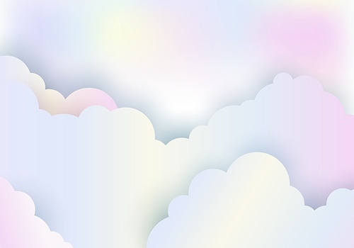 Cloudy rainbow color pastel sky background paper cut style. Vector illustration