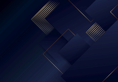 Abstract luxury template elegant blue and gold squares overlapping layer pattern on dark blue background. Vector illustration
