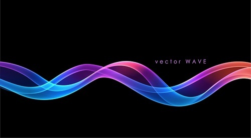 Vector abstract colorful flowing wave lines isolated on black background. Transparent design element for technology, science, music or modern concept.