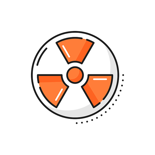 Radiation hazard sign isolated color line icon. Vector mark radiation area, radioactive chemical power emblem. Radioactivity warning symbol, caution of genetics problems due to nuclear pollution