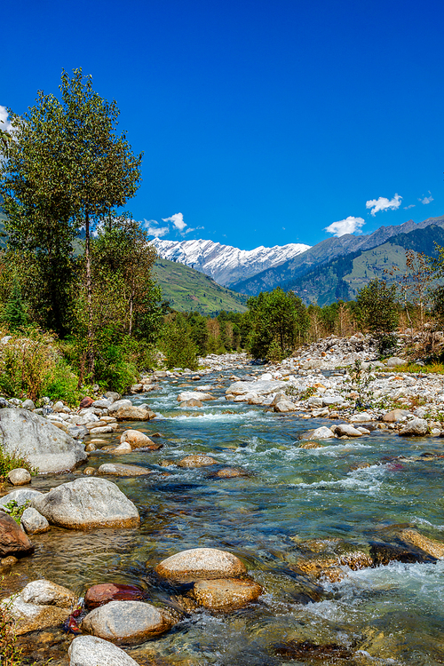 Beas River near Manali in Kullu Valley, Himachal Pradesh, India