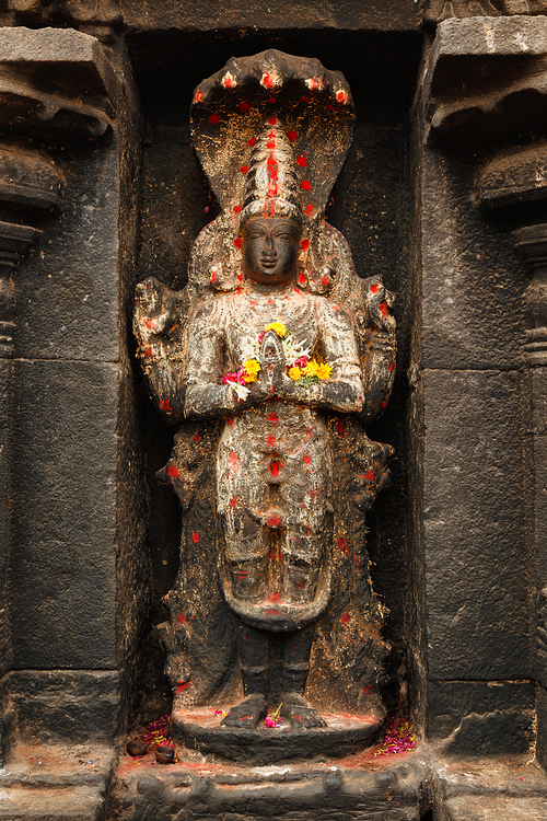 Vishnu image in Hindu temple. Arulmigu Arunachaleswarar Temple built in the 9th century during Chola dynasty. Tiruvannamalai, Tamil Nadu, India