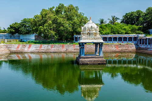 Temple tank of Ekambareswara Ekambareswarar Temple in Kanchipuram, Tamil Nadu, India