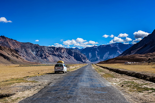 Manali-Leh road to Ladakh in Indian Himalayas with car. Sarchu, Ladakh, India