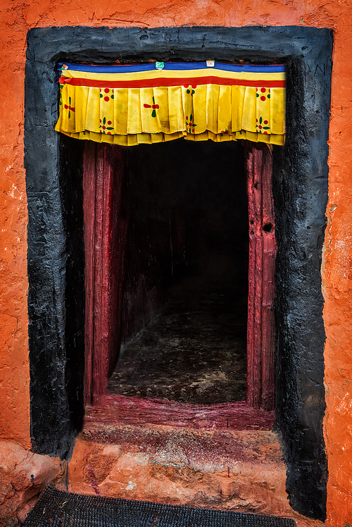 Door of Namgyal Tsemo gompa in Leh, Ladakh, India