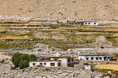 Kardung village in Himalayas mountains near Kardung La Pass . Ladakh, India