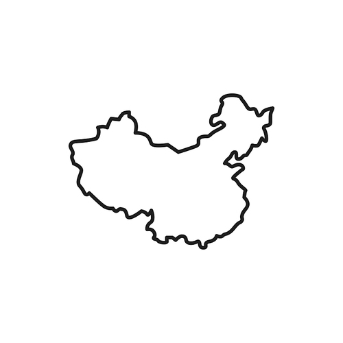 Map of China isolated thin line icon. Vector chinese geography map, chinese country territory border. Political and geographical map of China, geography map with cities and provinces, line art