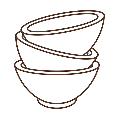 Illustration of bowls stack. Stylized kitchen and restaurant utensil item.