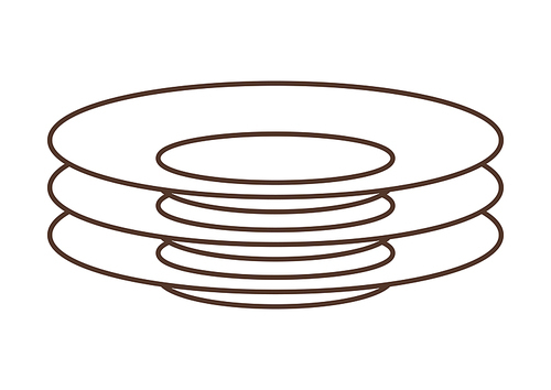 Illustration of plates stack. Stylized kitchen and restaurant utensil item.