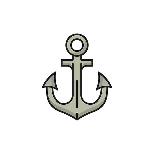 Anker anchor marine object naval heraldry isolated flat line icon. Vector symbol of Portugal seafaring, sea heraldry object. Anchoring gear, ancre coat of arms, naval marine anchor mooring ship