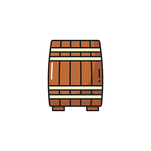 Wooden barrel of porto wine isolate container flat line icon. Vector container to store oak, beer and wine, whiskey and rum, cognac and ale. Tank with cider, gunpowder or alcohol winery drinks