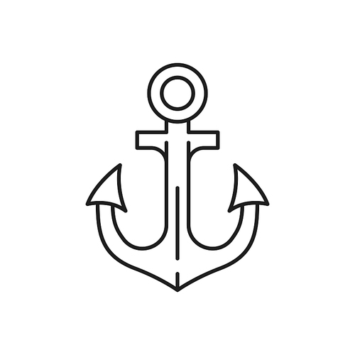 Naval anchor nautical equipment, maritime sign isolated symbol of Portugal seafaring. Vector sea heraldry object, nautical tattoo. Anchoring gear, ancre coat of arms, naval marine anchor mooring ship