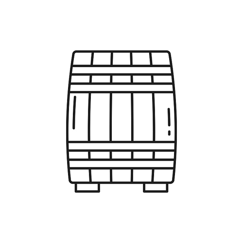 Retro wooden barrel of porto wine isolated thin line icon. Vector tank with cider, gunpowder or alcohol winery drinks. Container to store oak, beer and wine, whiskey and rum, cognac and ale