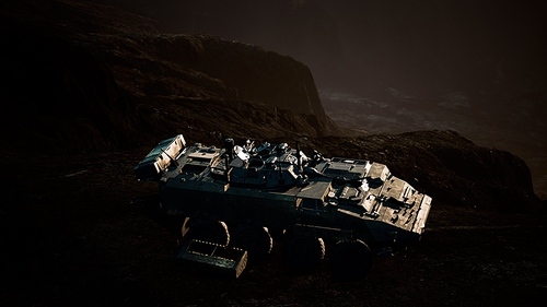 old military vehicle in Afghanistan mountains