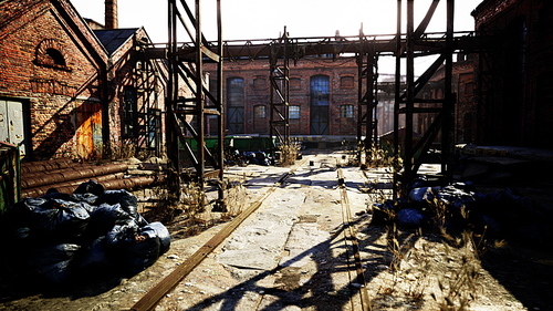 Old abandoned industrial buildings at factory