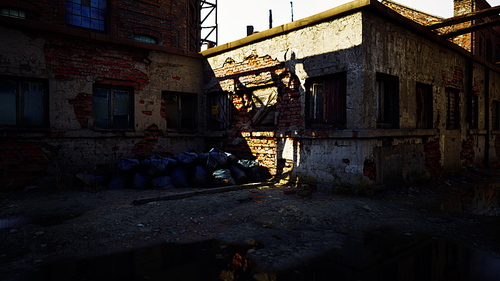 Old abandoned industrial buildings at factory