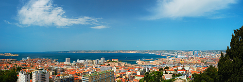 Aerial view of Marseille town. Marseille, France