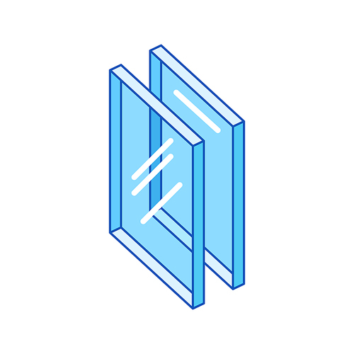 Illustration of glass layers. Cross section double glazed window. Image for businesses and construction industry.