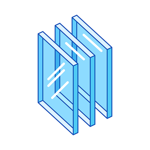 Illustration of glass layers. Cross section double glazed window. Image for businesses and construction industry.