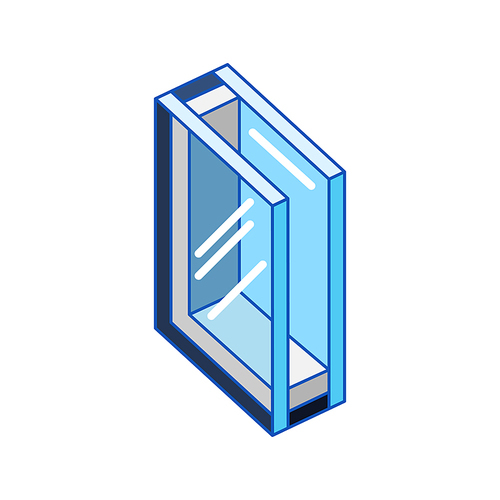 Illustration of cross section double glazed window. PVC plastic or aluminum metal profile. Image for businesses and construction industry.