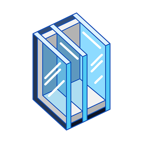 Illustration of cross section double glazed window. PVC plastic or aluminum metal profile. Image for businesses and construction industry.