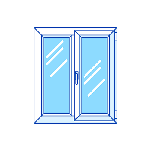 Illustration double glazed window. PVC plastic profile. Image for businesses and construction industry.