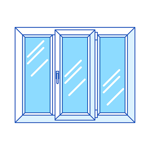 Illustration double glazed window. PVC plastic profile. Image for businesses and construction industry.