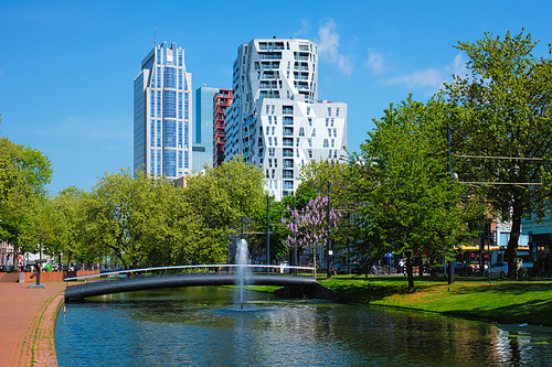 Rotterdam cityscape with modern houses. Rotterdam, Netherlands