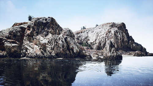 Sea and steep rugged cliffs