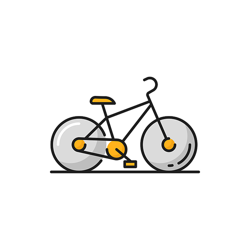Eco-friendly transport isolated bike flat line icon. Vector road racing bicycle healthy lifestyle mountain bike, sport activity pedal transportation bicycle. Swiss eco friendly urban transport