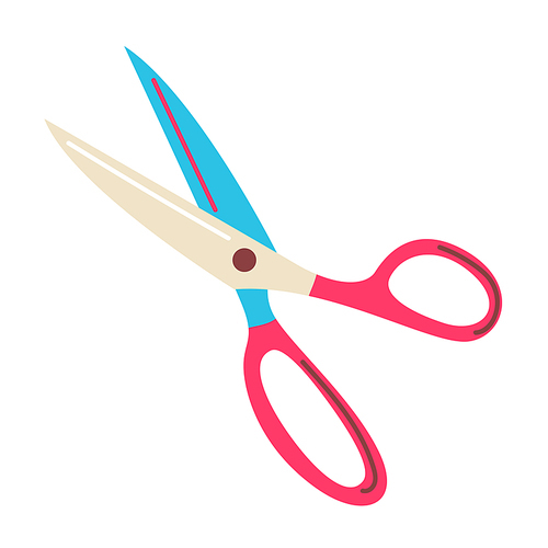 Illustration of tailors scissors needlework item. Handicraft and hand made. Feminine creativity hobby and shopping facilities.