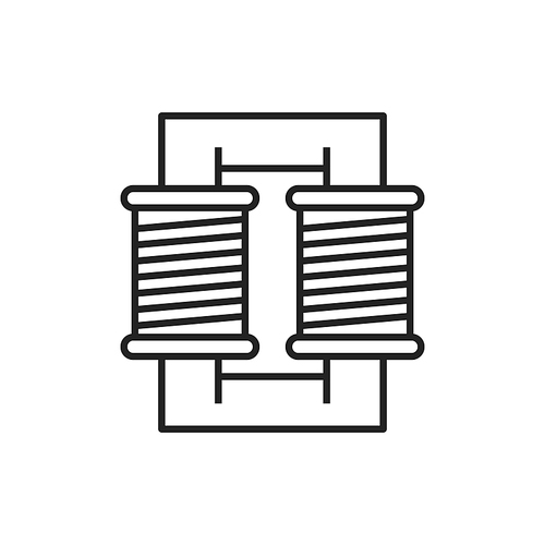 Electrical circuitry two coils connected parallel isolated outline icon. Vector connection of quadrifilar coil options, electrical conductors connection, electrical transformer thin line sign