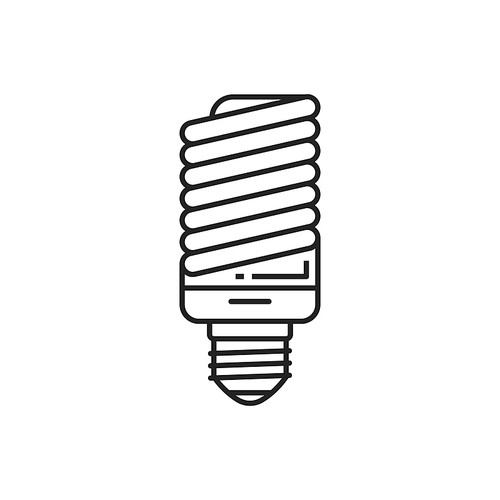 Energy saving light bulb isolated thin line icon. Vector outline eco fluorescent lightbulb. Compact fluorescent low-pressure spiral gas-discharge lamp uses fluorescence to produce visible light