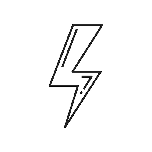 Lighting or bolt thin line icon, warning sign of high voltage isolated power sign, thunder storm. Vector danger symbol, caution sign lighting voltage, danger, threat and precaution emblem