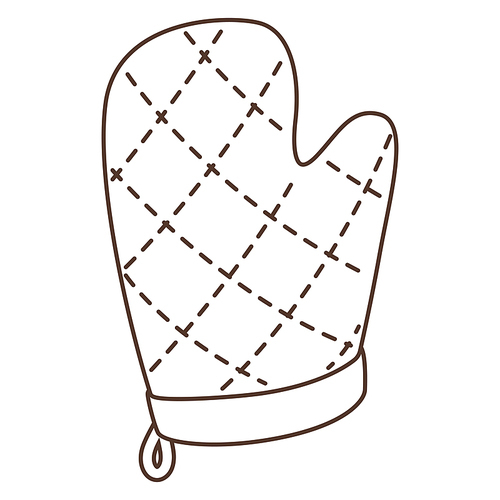 Illustration of cooking potholder mitten. Stylized kitchen and restaurant utensil item.