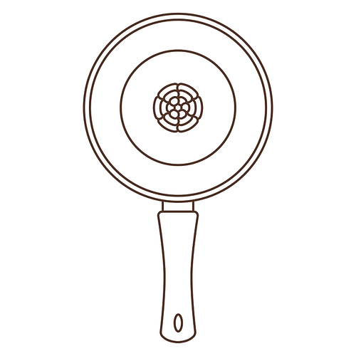 Illustration of cooking pan. Stylized kitchen and restaurant utensil item.