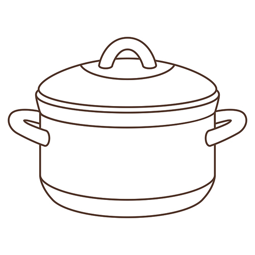 Illustration of cooking pan. Stylized kitchen and restaurant utensil item.