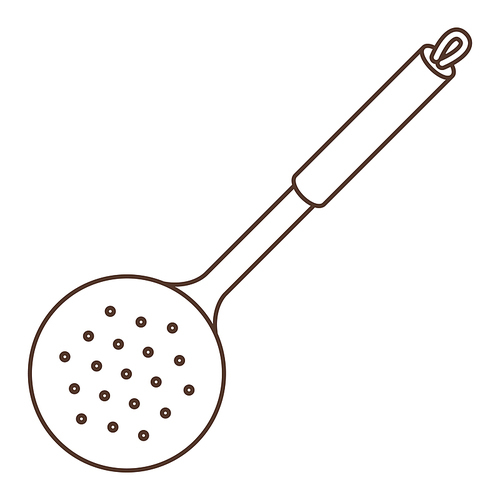 Illustration of cooking skimmer. Stylized kitchen and restaurant utensil item.