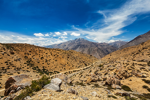 Himalayan landscape in Himalayas. Spiti valley, Himachal Pradesh, India