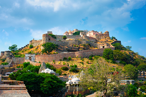 Vintage retro effect filtered hipster style image of Kumbhalgarh fort famous indian tourist landmark. Rajasthan, India