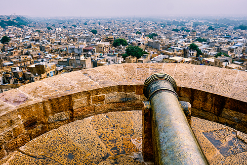 View of Jaisalmer city from Jaisalmer fort. Jaisalmer, Rajasthan, India