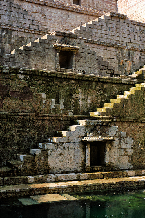 Toorji Ka Jhalra Bavdi world famous step well stepwell. Jodhpur, Rajasthan, India